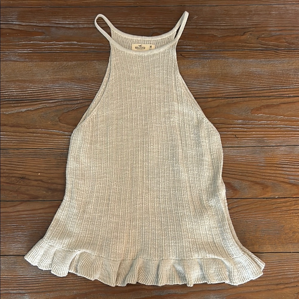 Hollister Knit Cream Sleeveless Top